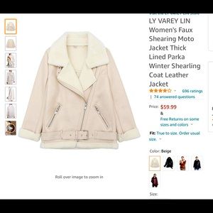 LY VAREY LIN Women's Faux Shearing Moto Jacket Thick Lined Parka